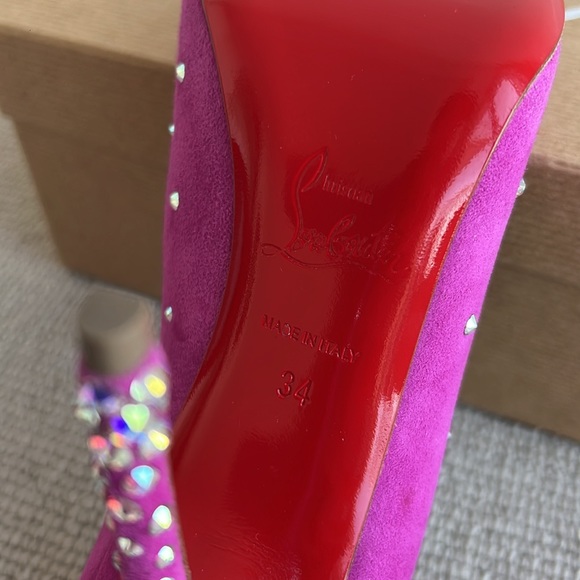 Christian Louboutin Suede Degrastrass 100mm in Indian Rose, Size EU 34 - Picture 8 of 8